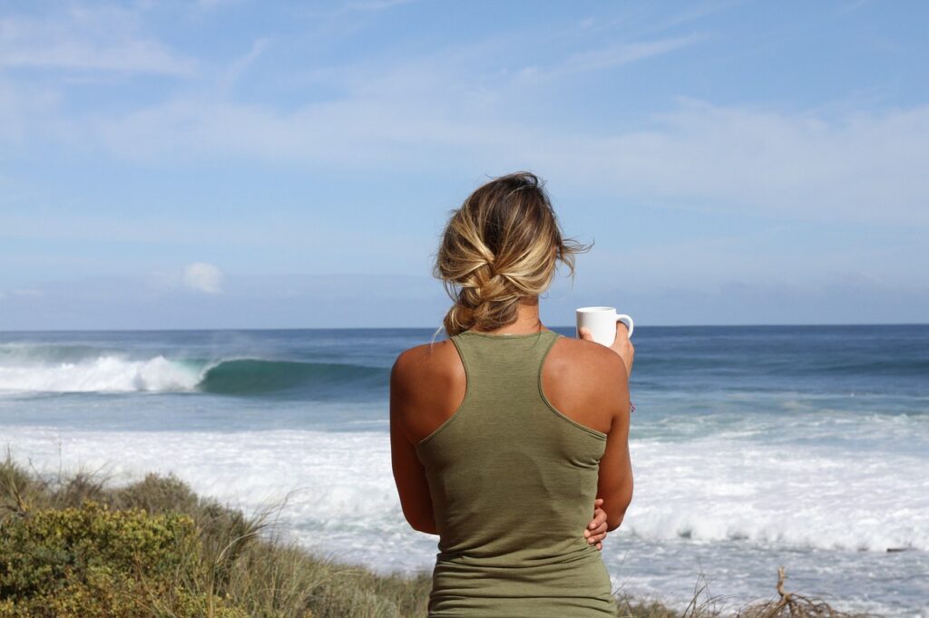 5 4 3 2 1 coping technique beach, coast, woman-1838339.jpg