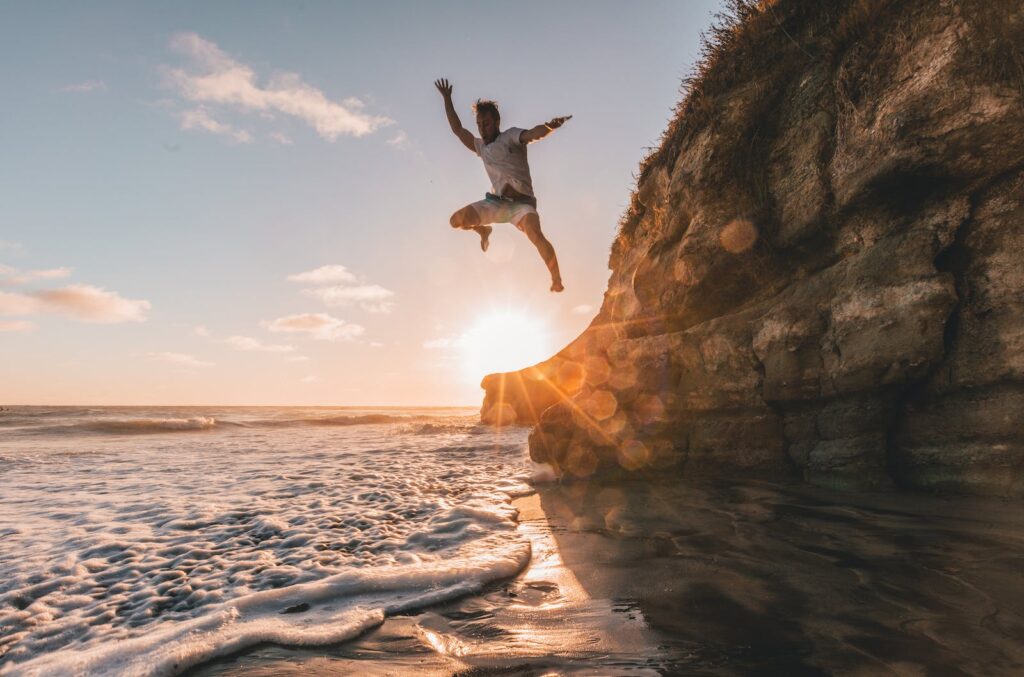 exposure therapy Man Jumps from Cliff to Water