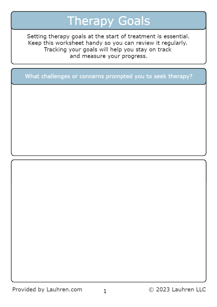 therapy goals worksheet 2